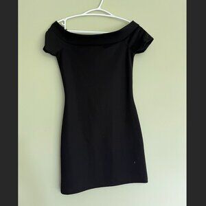 Off the shoulder mini bodycon dress XS black